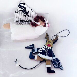 Chicago White Sox Ornaments Lot – Boelter Reindeer + Fabric Angel – MLB Licensed